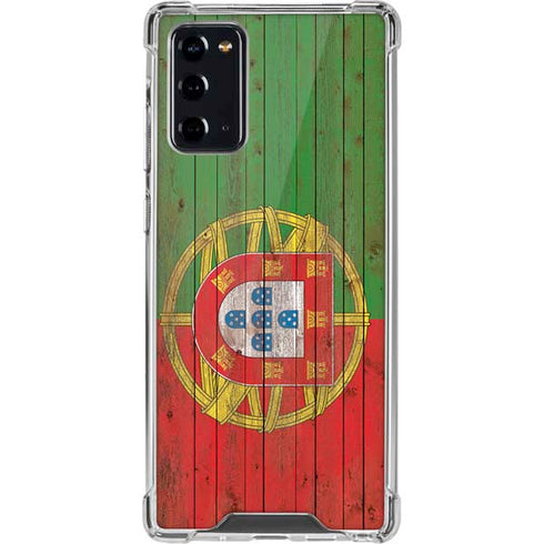Portuguese Flag Dark Wood Galaxy Note20 5G Clear Case